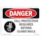 Signmission OSHA Danger Sign, Fall Protection Required Beyond, 10in X 7in Rigid Plastic, OS-DS-P-710-L-2550 OS-DS-P-710-L-2550 - alternate 1